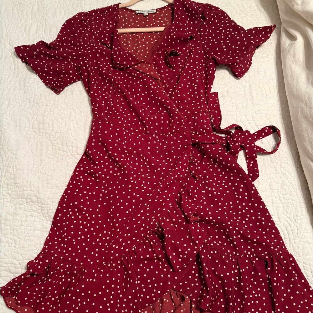 Red Polka Dot Wrap Dress